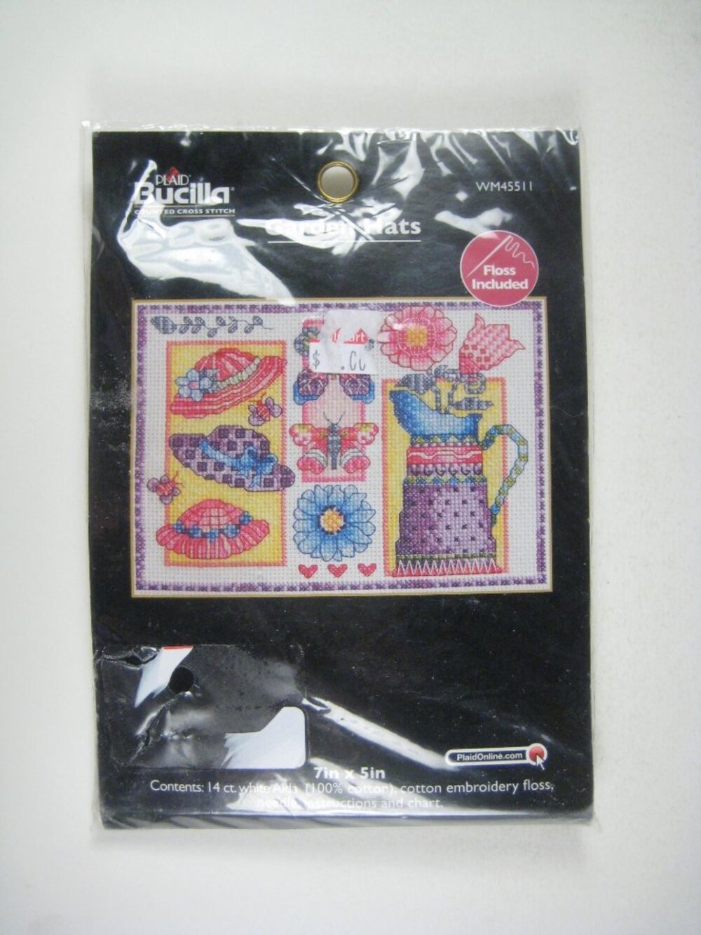 Plaid Bucilla Garden Hats Counted Cross Stitch Kit 7 x 5 inch Floss Instructions